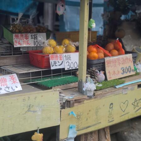 ここも味がある無人販売所です。